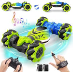 Dysaim RC Stunt Auto Car Télécommandée avec commande manuelle 2,4GHz 4WD 360° Rotation Offroad Drift Car Musique Eclairage 2 Batterie pour enfants 6-12 ans Voiture Telecommandé Tout Terrain