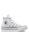 Converse Kids Girls Leather EVA Lift Hi Top Trainers - White, White, Size 13