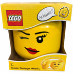 LEGO LARGE STORAGE HEAD GIRL WINKING FACE FOR BRICKS TOYS KIDS