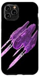 iPhone 11 Pro Futuristic Purple Spaceship in Pixel Art Style for Kids Case