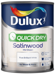Dulux Wood & Metal Interior Satinwood Non-Drip Mid Sheen Paint 750ml - White