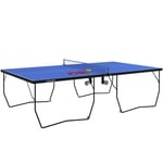 SPORTNOW 9FT Folding Table Tennis Table w/ 8 Wheels, for Indoors - Blue