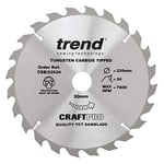 Trend Lame de Scie Circulaire pour Bois, 235 mm de Diamètre, 30 mm d'Alésage, 24 Dents, TCT, 2,6 mm de Trait de Scie, +15° Crochet, CSB/23524