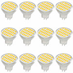 MR11 GU4 LED-glödlampa DC/AC 10-30V 3W, 12V, 24V, 30W Ekvivalent halogenlampa, 400 lumen, varmvit 3000K, LED-ersättning (paket med 12)