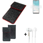 Cover for Huawei Honor X10 Lite dark gray red edges Sleeve + earphones