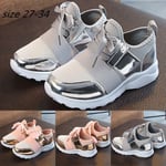 Boys Girls Breathable Shoes Children Casual Mesh Silver 27