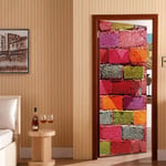 3D Stickers Mur De Briques En Forme De Coeur Color¿¿ Auto-Adh¿¿sif Mural D¿¿coration De La Maison Autocollant Mural Art Autocollant Chambre Salon Affiche Amovible 80 X 200 Cm - Papiers Peints De Porte -