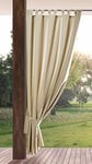 Eurofirany Garden Rideau Extérieur avec Onglet en Haut - 1 pc. Rideau Imperméable, Coupe-Vent, Fermeture Velcro, Rideau pour Pergola, Gazebo, Terrasse, Pavillon, 155x260 cm, Beige Clair