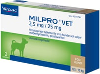Milpro vet, filmdragerad tablett 2,5 mg/25 mg 2 tablett(er)
