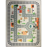 Vendorflair - Tapis Enfant Circuit de Voiture 120 x 160 cm - Gris – Qualité supérieure pour Maison, Appartement, Bureau – Style élégant et durable –