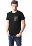 Urban Classics Men's Leather Imitation Pocket Tee T-Shirt, Black (Blk/blk 00017), Small