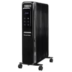 Russell Hobbs 2500W/2.5KW Oil Filled Radiator Digital 11 Fin Portable Electric Heater in Black, Remote Control 3 Heat Settings, 24hr Auto Timer, Overheat Protection, 2 Year Guarantee RHOFR2521B-D