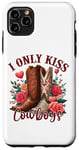 Coque pour iPhone 11 Pro Max I Only Kiss Cowboys Tee Bottes de cowboy western Saint-Valentin