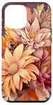 Coque pour iPhone 14 Plus Fleurs d'automne Beige Orange Fleurs Mauve Sur Fond Violet