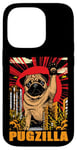 Coque pour iPhone 14 Pro Retro Pug Pugzilla Funny Dog Lover Japanese Movie Poster