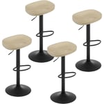 Woltu - Lot de 4 Tabouret de Bar, Chaise de Bar, Tabouret Haut en Bois, Cadre en Métal, Réglable en Hauteur, Pivotant à 360°, Chêne Clair