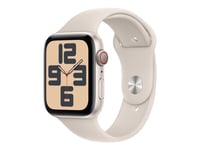 Apple Watch Se (Gps + Cellular) - 2A Generation - 44 Mm - Stjärnljusaluminium - Smart Klocka Med Sportband - Fluoroelastomer - Starlight - Bandstorlek: S/M - 32 Gb - Lte, Wi-Fi, Bluetooth - 4G - 33 G