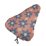 lucky-bonbon Scandinavian Style Hand Draw Blue Flower Fashion Waterproof Keep Dry Bike Seat Cover The Perfect Bicycle Seat Cover Waterproof Sunscreen And Dustproof For All Bicycle Exercise.