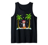 Basenji Dog Santa Hat Palm Tree Beach Xmas Pajama Tank Top