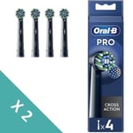 8 Brossettes ORAL-B - Cross Action - Pour brosse à dent électrique - Lot de 2x 4 brossettes