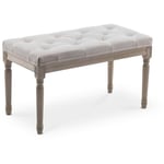 Intensedeco - Banc capitonné Romane style Louis xvi tissu Beige