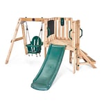 Plum Kids Outdoor Junior Activity Centre Swing and Slide Garden Play Set for Climbing - With Phone, Chalkboard, 4ft Slide, Baby Swing Seat - Children 12 Months Plus