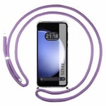 Tumundosmartphone Étui à pendentif transparent pour Samsung Galaxy S23 FE 5G avec cordon violet