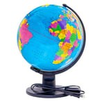 RAYLU PAPER - Globe terrestre illuminé et pivotant, cartographie et méridien Cadran du monde en espagnol, couleur bleu (25 cm)