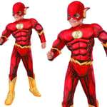 Barn The Flash Cosplay Kostym Superhjälte Barn Maskeraddräkt Outfit M 120-130CM