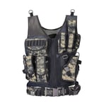 TETHYSUN Gilet tactique réglable Molle Militaire Gilet tactique militaire Combat Formation Gilet avec de nombreuses poches pour jeux, entraînement de combat, opérations sur le terrain