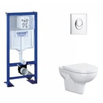 Grohe - Pack wc Rapid sl + Cuvette sans bride velvet + Plaque Chromée