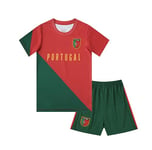 Portugal Sports Football Outdoor Boy Kid Youth Jersey Kit Shirt Shorts Set (Boy's S, Red)