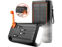 Batterie d'appoint solaire 30000 mAh avec dynamo et câbles intégrés PB-200.k -