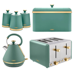 Tower Cavaletto Pyramid Kettle, 4 Slice Toaster, Bread Bin Canisters Kitchen Set