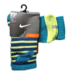 NIKE 2 PACK CREW SOCKS KIDS SIZE UK C10-C12 (EUR 28.5-30) NIKE SWOOSH RIO TEAL