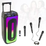 Pack Enceinte Karaoke sur batterie USB Bluetooth MS-MAGIC-SOUND1000 1000W 4 Micros - Fête Cadeau Anniversaire Musique Dj