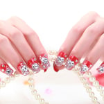 24 Pcs/set Women Girl Bride Red 3d Fake Nails Wrapped Tips Artif One Size