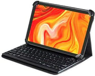 Navitech Folding Leather Folio Case & Stand With Bluetooth Keyboard Compatible With The Lenovo Smart Tab M10 HD 10.1”