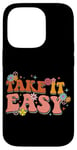 iPhone 14 Pro Take It Easy Retro Floral Motif Case