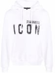 Dsquared2 Mens Icon Paint-splatter Cotton Hoodie White - Size X-Large