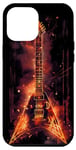 Coque pour iPhone 15 Plus Groupe de guitare électrique, conception nordique de flammes