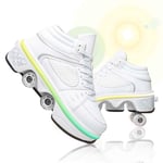 JYHGX Déformation Patins À Quatre Roues pour Femmes Multifonctions Chaussures avec Lumières LED Colorées Confortable Respirant pour Enfants Adultes Unisex