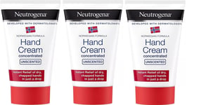 3x Neutrogena Norwegian Formula Concentrated Hand Cream Unscented 50ml