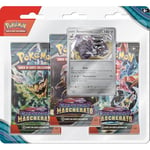 Pokémon- Lot boosters avec Revavroom de l'expansion Scarlatto et Violetto – Crépuscule masqué du JCC (Trois enveloppes et Une Carte Promo holographique) – Édition en Italien, 189-60504