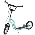 HOMCOM Kids Stunt Scooter with 12" Rubber Wheels, Adjustable Handlebar, Blue