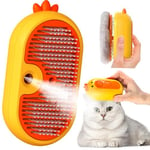 Brosse Chat Vapeur avec Bouton de Déverrouillage, Rechargeable Brosse Vapeur Chat pour Poils Longs et Courts Chats Chiens Lapins, Autonettoyant Brosse Chat pour le Toilettage des Animaux de Compagnie