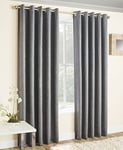 Enhanced Living Vogue Grey Silver 90 x 90 inch (229x229cm) Eyelet Thermal Noise Reducing Dim Out Curtains for Bedroom and Living Room