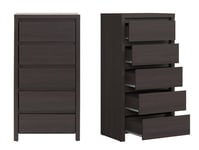 Slim Tallboy Chest 5 Drawers Wenge Dark Brown Storage Unit Cabinet Kaspian