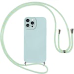 Coque Pour Iphone 15 Pro Max Avec Cordon, Etui Avec Collier - Tour De Cou Lanière En Corde - Silicone Housse Avec Réglable Chaine Pour Iphone 15pro Max, Bandouliere - Bleu