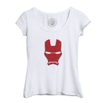 T-Shirt Femme Col Echancré Iron Man Masque Super Héros Bd Film Geek